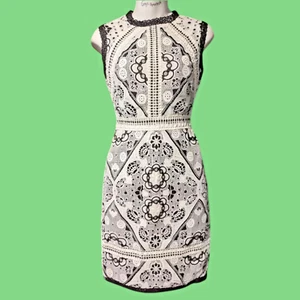 ALEXIS KEENA DRESS black white guipure lace embroidered cocktail dress XS 4F - Picture 1 of 9