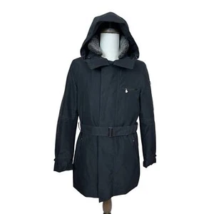 Peuterey All Condition Goose Down Men's Coat Black B/G Faux Fur Hood Belted 52 - Picture 1 of 22