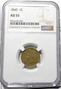 1860 Indian Head Penny NGC AU-55 - Picture 1 of 3