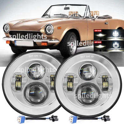 Faros LED redondos de 7" de haz alto/bajo DOT aptos para FIAT 124 Spider 1966-1985 2 piezas Foto 1 de 4