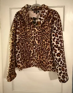 AZI New York Faux Leopard Fur Fleece Short Coat for Women - Size XL - Picture 1 of 3