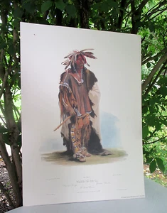 Native American Indian Art Sioux Indian Warrior Wahk Ta Ge Li 12x17 Karl Bodmer - Picture 1 of 23