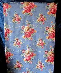 4 Yard 35" Indigo Blue Large Floral Print Sailcloth - Picture 1 of 3