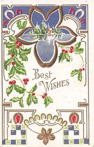 Postal: Best Wishes, Navidad, en relieve, DB 1910, tarjeta de muestra - Imagen 1 de 2