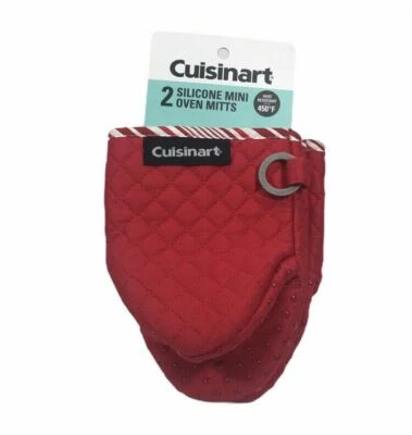 Juego de 2: NUEVO CON ETIQUETAS Cuisinart Rojo Par Silicona Mini Horno Guante Guantes Paquete de 2 OS Foto 1 de 3