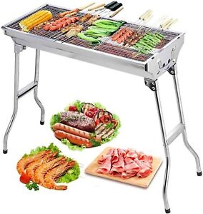 Large Foldable Camping BBQ Barbecue Charcoal Grill Stove Kabob Stainless Steel