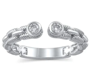 Judith Ripka Sterling Silver Round Cut 0.10 CTTW Cubic Zirconia Ring for Women - Picture 1 of 6