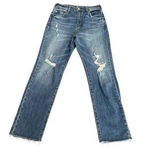 Pilcro Vintage Straight Jeans Distressed Blue Denim High Rise Raw Hem Gr. 29 - Bild 1 von 15