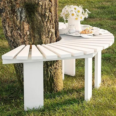 Tree Bench Wrap Around, Semicircular Outdoor Benches Wooden Garden Stool, Cou... - Image 1 of 4