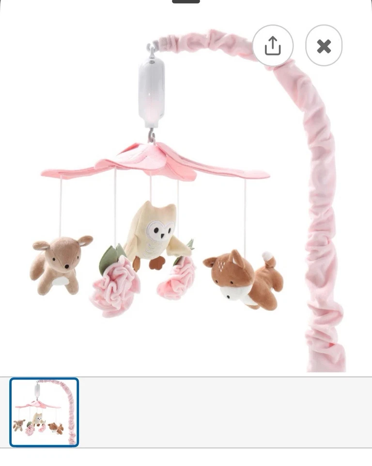 Cuna Musical The Peanutshell Móvil Para Niñas 12 Canciones de Cuna Rosa Bosque Decoración Foto 1 de 1