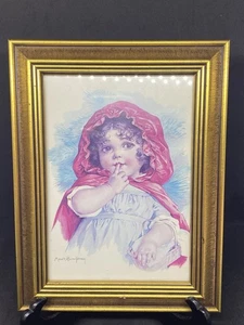 Pair of Maud Humphrey Mother Goose framed prints Red Riding Hood Miss Muffler - Picture 1 of 11