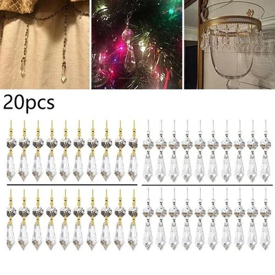 20x Klar Glas Kristall Lampe Anhänger Kronleuchter Drop Facettiert Prismen Deko - Bild 1 von 4
