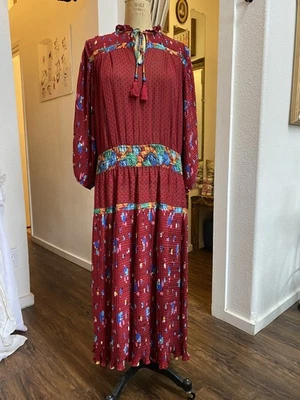 Vestido Feminino Vintage Diane Freis For I.Magnin - Poliéster Vermelho Escuro - Imagem 1 de 4