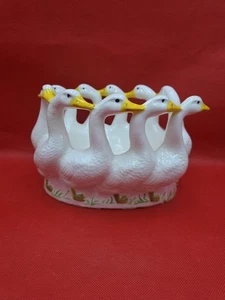Vintage 70er Jahre handbemalt Keramik Gänse Garten Pflanzgefäß "Gaggle of Gänse" Gänseschale - Bild 1 von 20