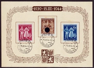 Böhmen & Mähren 133/35 5. Jahrestag des Protektorats, Schmuckblatt - Imagen 1 de 1
