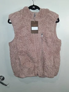Weatherproof Vintage Vest Womens Medium Brown Sherpa Fleece Zip Hooded Warm New - Picture 1 of 5