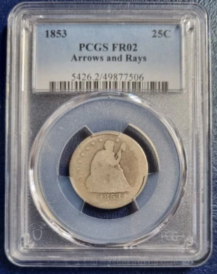 1853 Seated Liberty Quarter 25c PCGS FR2 Fair 2 LOWBALL #82662 - Image 1 of 2