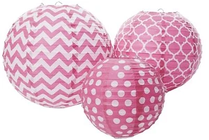 Linternas de papel Chevron con tema de lunares decoración de fiesta de cumpleaños 15 COLORES - Imagen 1 de 6