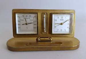 Pendulette horloge de bureau réveil baromètre thermomètre station météo - Photo 1/9