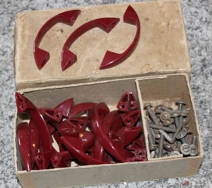 22 Art Deco Burgandy 3 1/8" Plastic Drawer Pull Handles ,Burgandy (NOS) - Picture 1 of 8