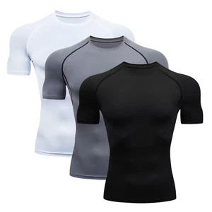 Pack de 3 Camisetas ajustadas deportivas para Hombre - Negro / Gris / Blanco - Imagen 1 de 5
