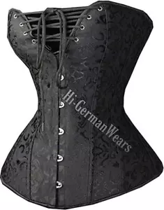 Corsetto petto pieno nero broccato corsetto overbust broccato steampunk corsetto Hi-22 - Foto 1 di 3