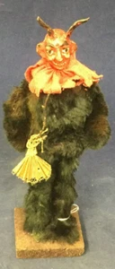 1930's Vintage German Krampus with Movable Arms & Ruffles on Wood Base 8" - Picture 1 of 7
