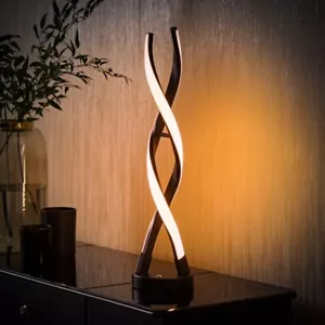 Touch Table Lamp Light Black Double Twist Integrated LED Living Room Lighting - Picture 1 of 17
