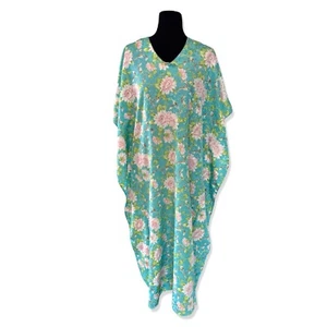 Vtg MuuMuu ERIKA TAYLOR INTIMATES Floral Satin Caftan Kaftan Boho Maxi / S - Picture 1 of 16