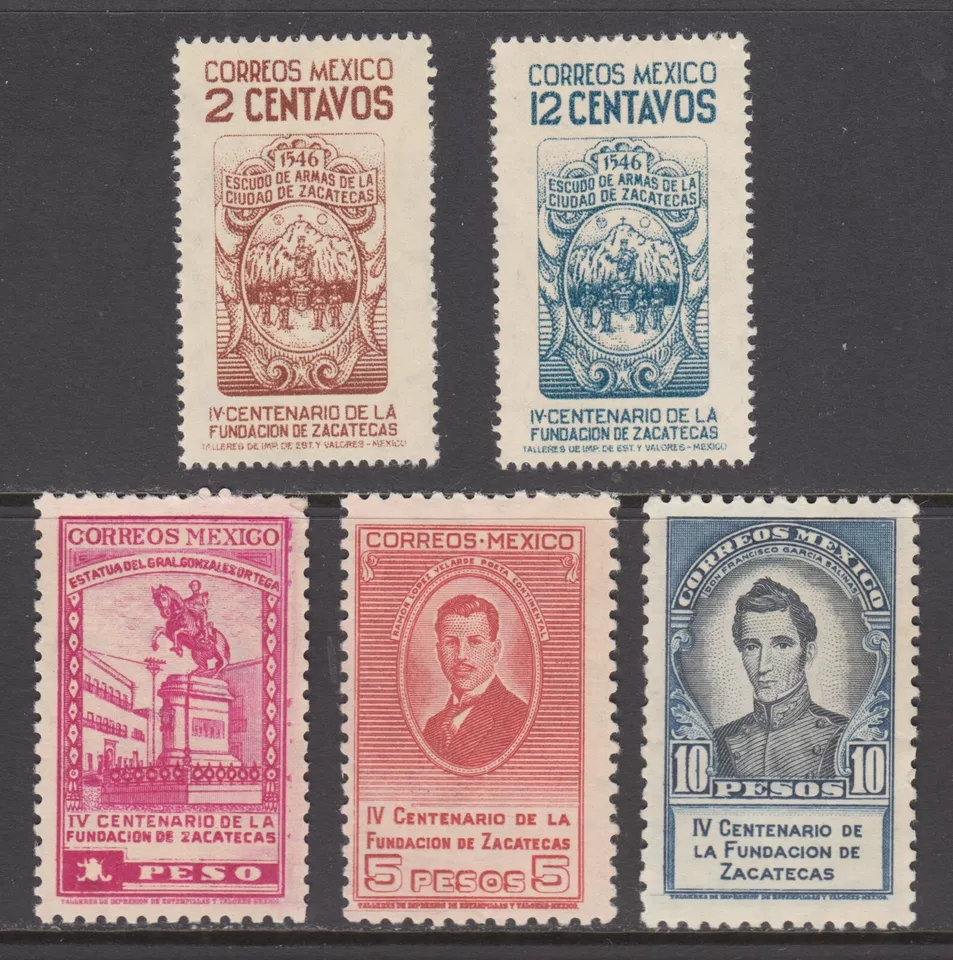 Mexico Sc 820-824 MLH. 1946 Founding of Zacatecas, VLH, F-VF - Image 1 of 1