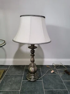 Chrome Table Lamp With White Fabric Shade - Picture 1 of 4