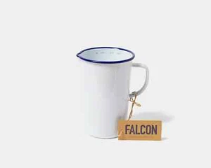 Enamel 2 Pint Jug - White and Blue Rim - Picture 1 of 1