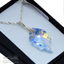 925 Silver Necklace made with Crystals from Swarovski® 26-30mm *LEAF* Crystal AB