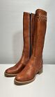 Vintage ACME Dingo Campus Boots Women’s 6 M Brown Leather Knee High Zip Braided