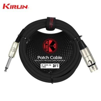 Kirlin 3FT XLR Female to 1/4" Mono Plug Patch Cable MP-482 PR-03/BK