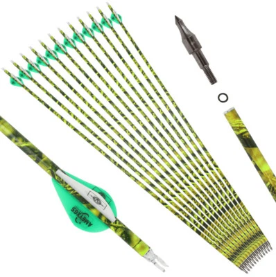 7.8mm Mixed Carbon Arrow Traditional Longbow Turkey Feather SP500 31.5’ 12PCS  - Image 1 of 4
