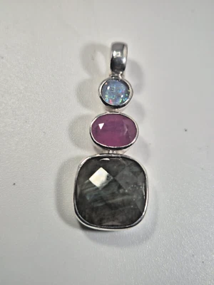 Anhänger Opal Rubin Labradorit Silber 925  Unikat 103 - Bild 1 von 4