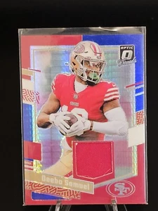 2023 Donruss Optic Deebo Samuel Red Blue Hyper Prizm Threads Jersey #DT-DS - Picture 1 of 2