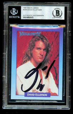 Dave Ellefson #258 signed autograph auto 1991 Rock Cards Megadeth Card BAS Slab Cover