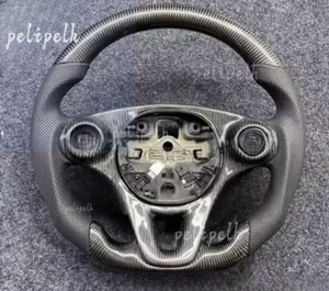 For Mercedes Smart Fortwo 453 Genuine Leather Carbon Fiber Steering Wheel made - Picture 1 of 3
