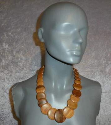 Statement Kette Schmuck auffällig groß braun Drehverschluss Länge 56 cm Nr. 2045 - Bild 1 von 3