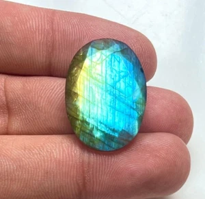 29 Ct Natural Multi Fire Labradorite Faceted Oval Cabochon Gemstone DH=17 - Picture 1 of 5