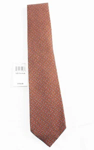 New $195 ISAIA Neck Tie ORANGE PAISLEY 100% Wool Geometric AOP MADE IN ITALY - Picture 1 of 7