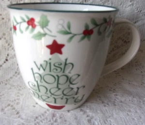 Pfaltzgraff "Winterberry" Wish, Hope, Cheer, Merry ~ Large 20oz Mug ~ - Picture 1 of 5