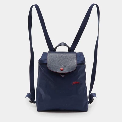 Longchamp Navy Blue Nylon and Leather Le Pliage Club Backpack - Image 1 of 4