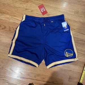 NBA Golden State Warriors Shorts XL Blue NWT  Mesh Drawstring 8” Inseam - Picture 1 of 8