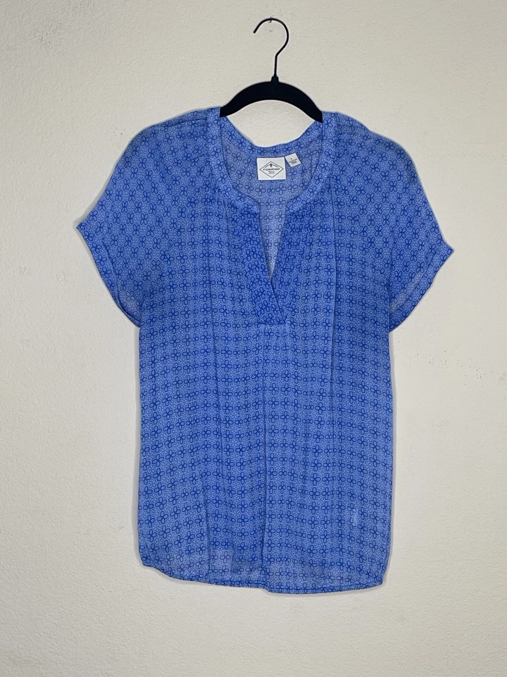 Blusa manga corta estampada azul St. John's Bay talla grande Foto 1 de 4