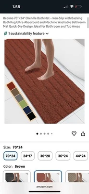 Tapete de banheiro 70x24 polegadas, antiderrapante? Absorvente rápido  - Imagem 1 de 4