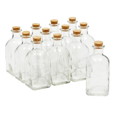 12 Pack Clear Glass Bottles with Cork Lids, Tiny 4 oz Vintage Style Potion Vases - Image 1 of 4