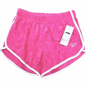 NWT REEBOK Girls Terry Pink Shorts SZ XL 12 Pull On Elastic Waist LOGO 3” Inseam - Picture 1 of 7